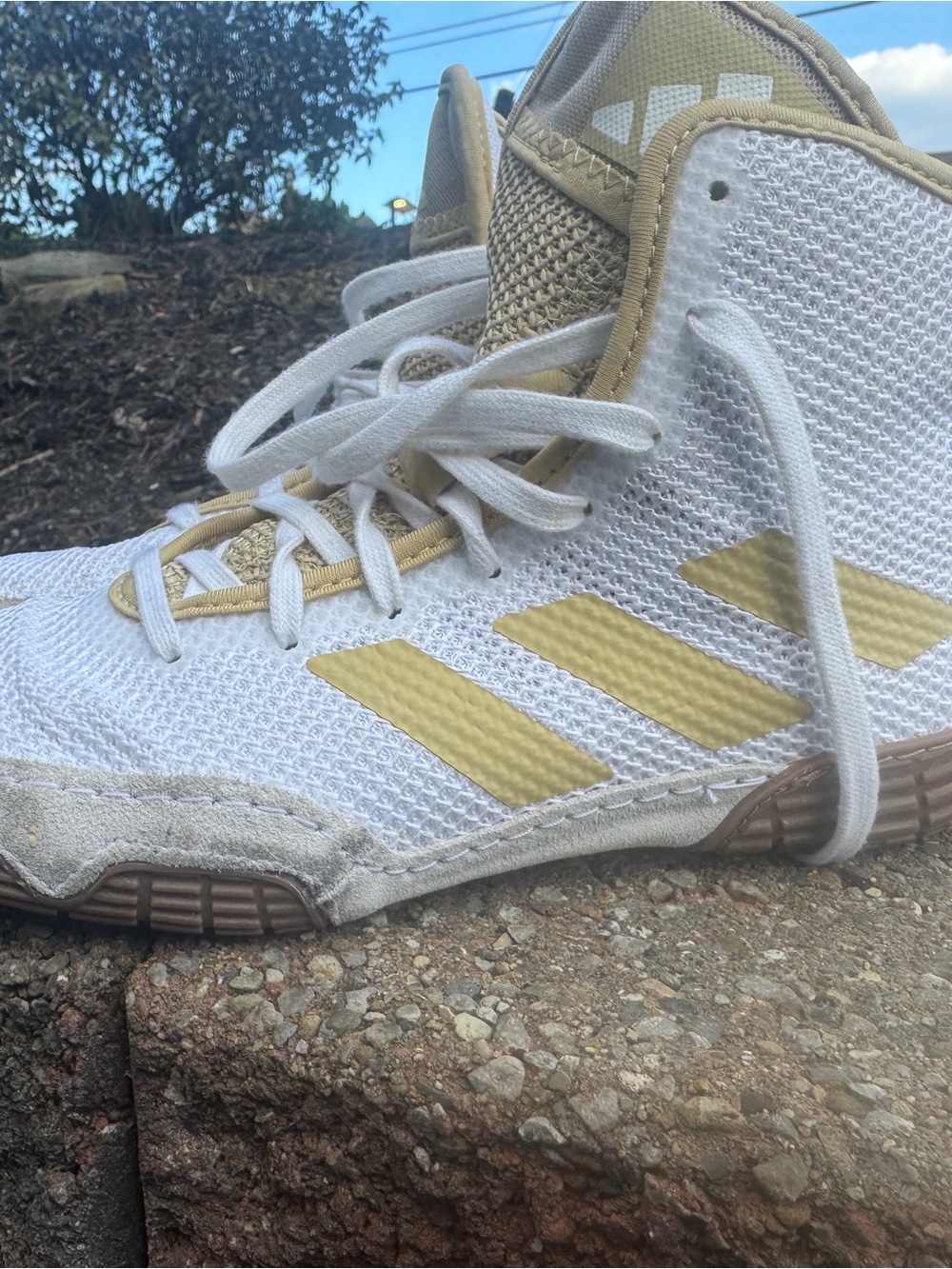 Adidas wrestling sneakers size 4 youth- Breathable Lace-Up Shoe